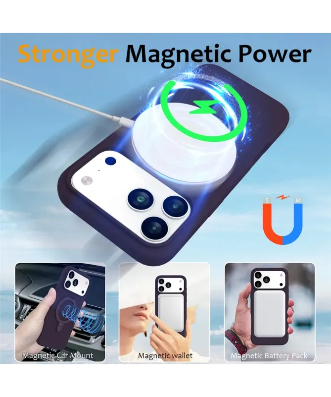 Coque iPhone 17 Pro Silicone MagSafe avec Anneau-Support