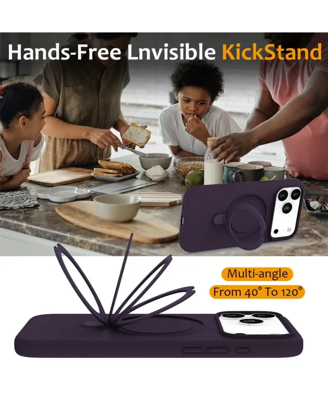 Coque iPhone 17 Pro Silicone MagSafe avec Anneau-Support