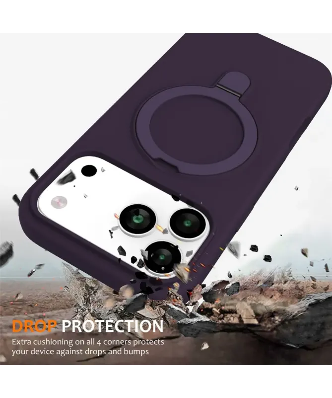 Coque iPhone 17 Pro Silicone MagSafe avec Anneau-Support