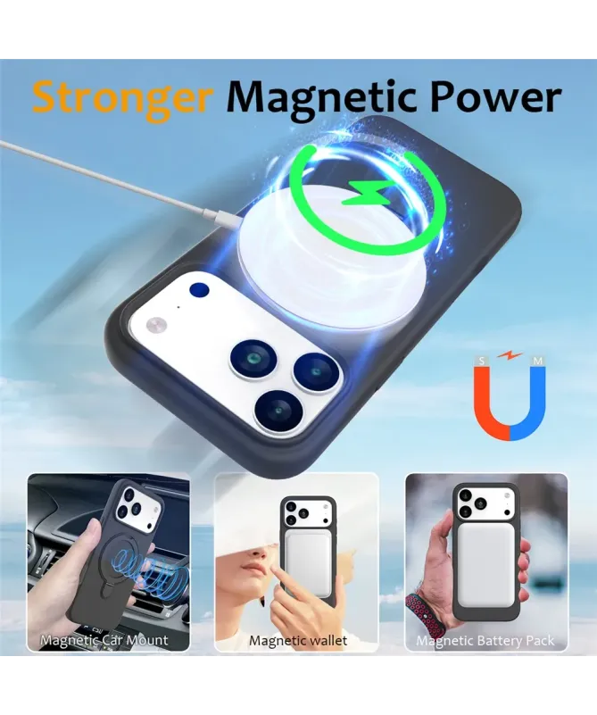 Coque iPhone 17 Pro Silicone MagSafe avec Anneau-Support