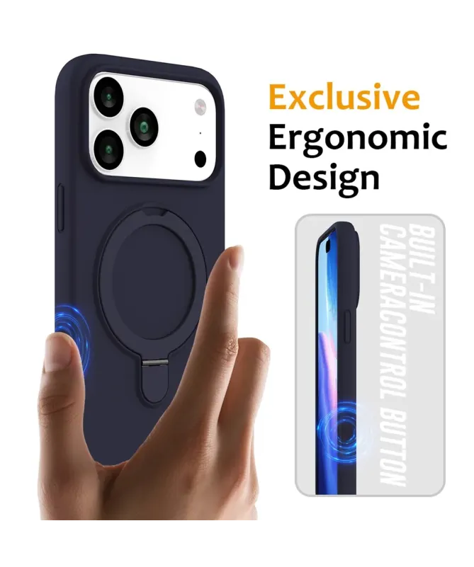 Coque iPhone 17 Pro Silicone MagSafe avec Anneau-Support