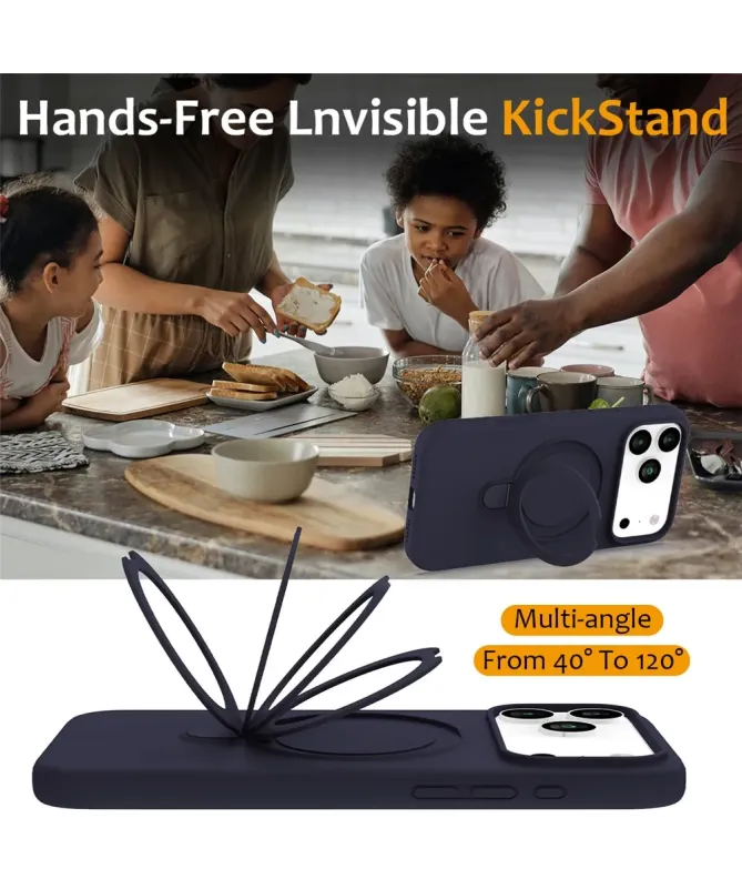 Coque iPhone 17 Pro Silicone MagSafe avec Anneau-Support