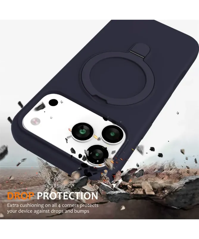 Coque iPhone 17 Pro Silicone MagSafe avec Anneau-Support