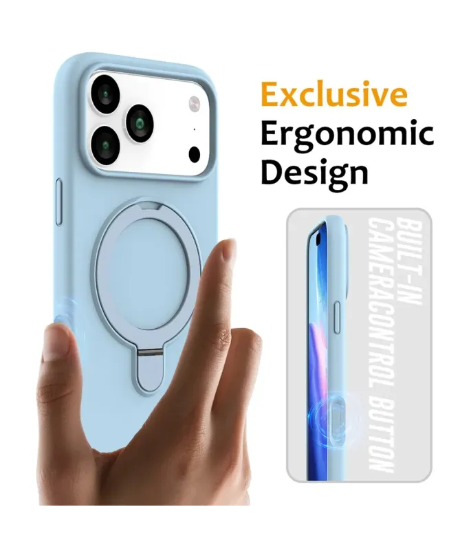 Coque iPhone 17 Pro Silicone MagSafe avec Anneau-Support