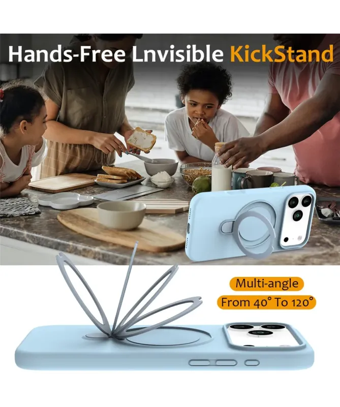 Coque iPhone 17 Pro Silicone MagSafe avec Anneau-Support