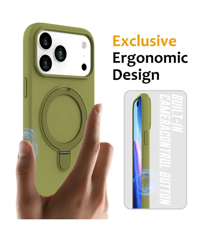 Coque iPhone 17 Pro Silicone MagSafe avec Anneau-Support