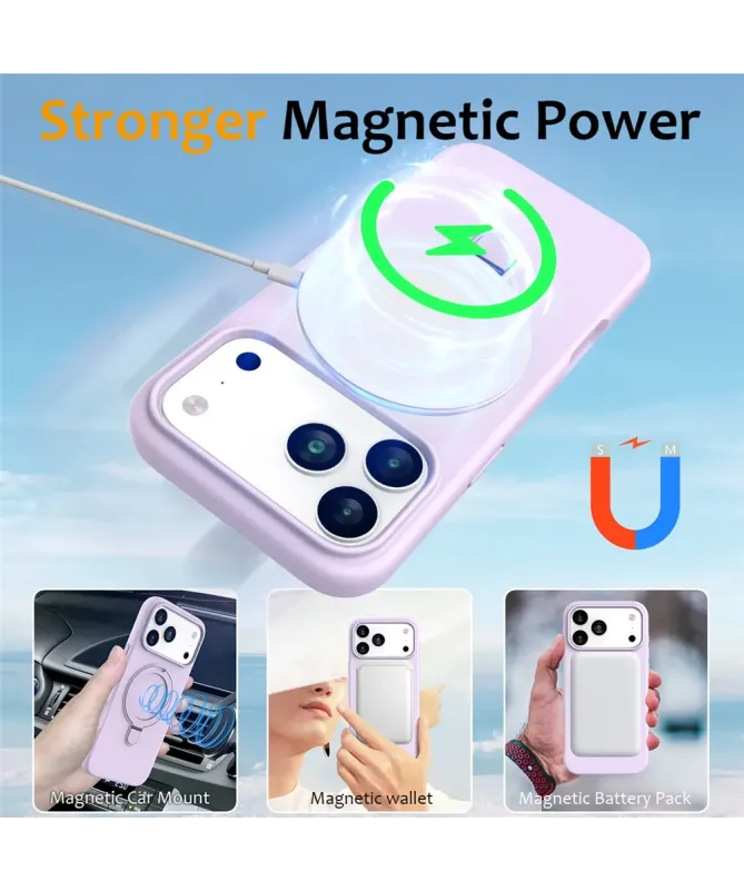 Coque iPhone 17 Pro Silicone MagSafe avec Anneau-Support