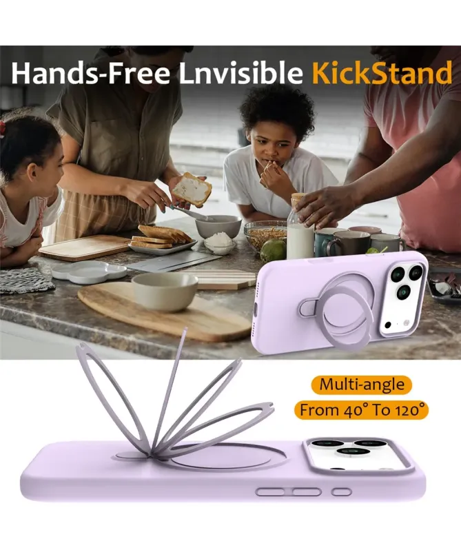 Coque iPhone 17 Pro Silicone MagSafe avec Anneau-Support