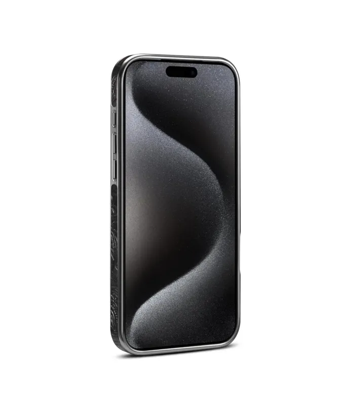 Coque iPhone 17 Pro Cuir Véritable MagSafe avec Anneau-Support