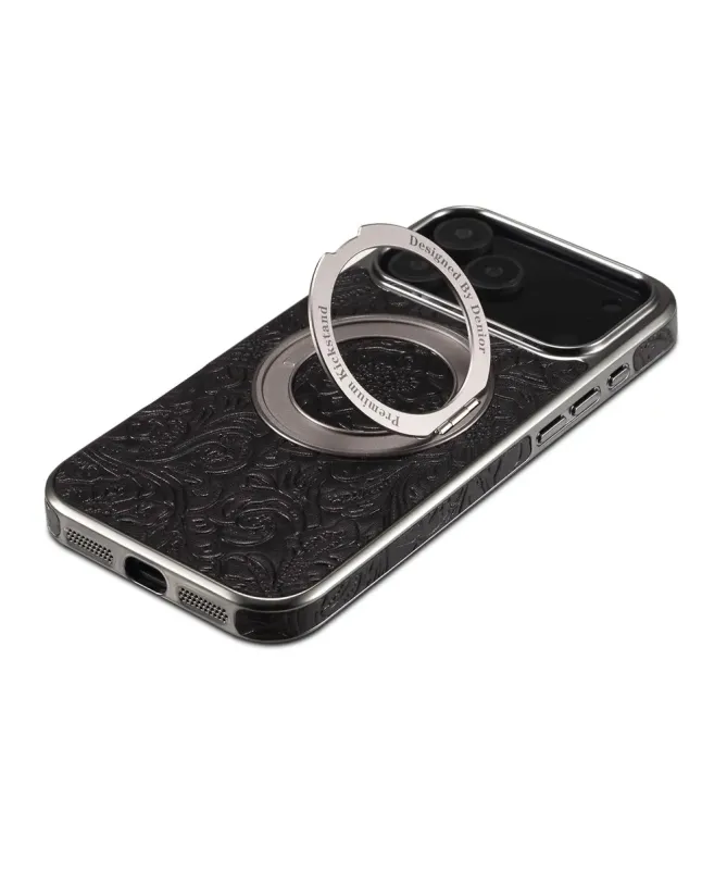 Coque iPhone 17 Pro Cuir Véritable MagSafe avec Anneau-Support