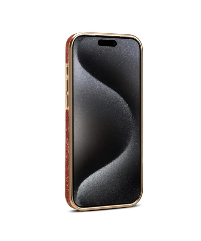 Coque iPhone 17 Pro Cuir Véritable MagSafe avec Anneau-Support