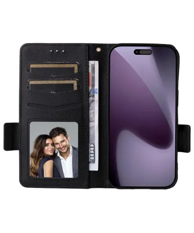 Housse iPhone 17 Pro effet cuir à Lanière | FOLKEN Noir - photo 2