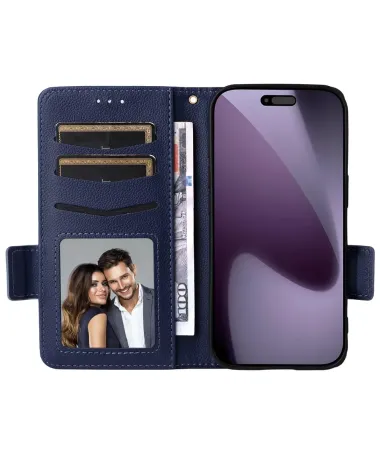 Housse iPhone 17 Pro effet cuir à Lanière | FOLKEN Bleu marine - photo 15