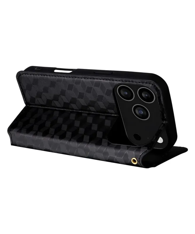 Housse Portefeuille iPhone 17 Pro Motif Géométrique 3D