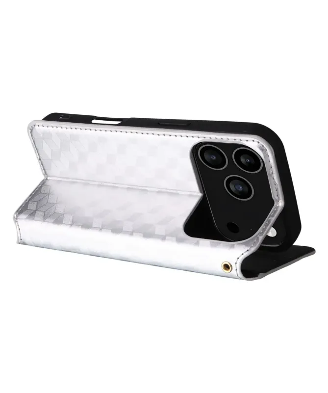 Housse Portefeuille iPhone 17 Pro Motif Géométrique 3D