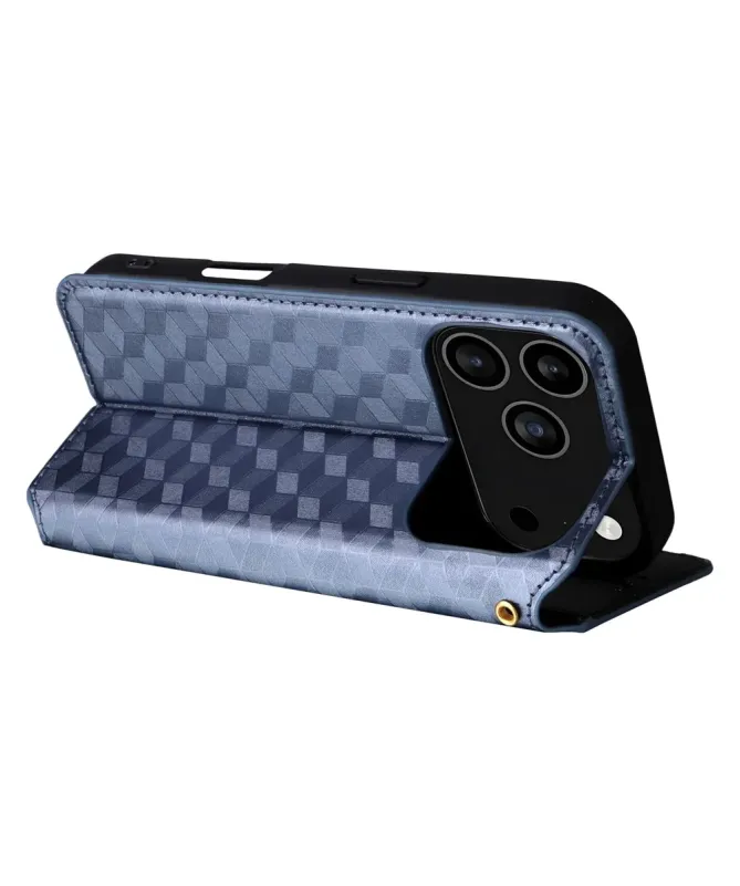 Housse Portefeuille iPhone 17 Pro Motif Géométrique 3D