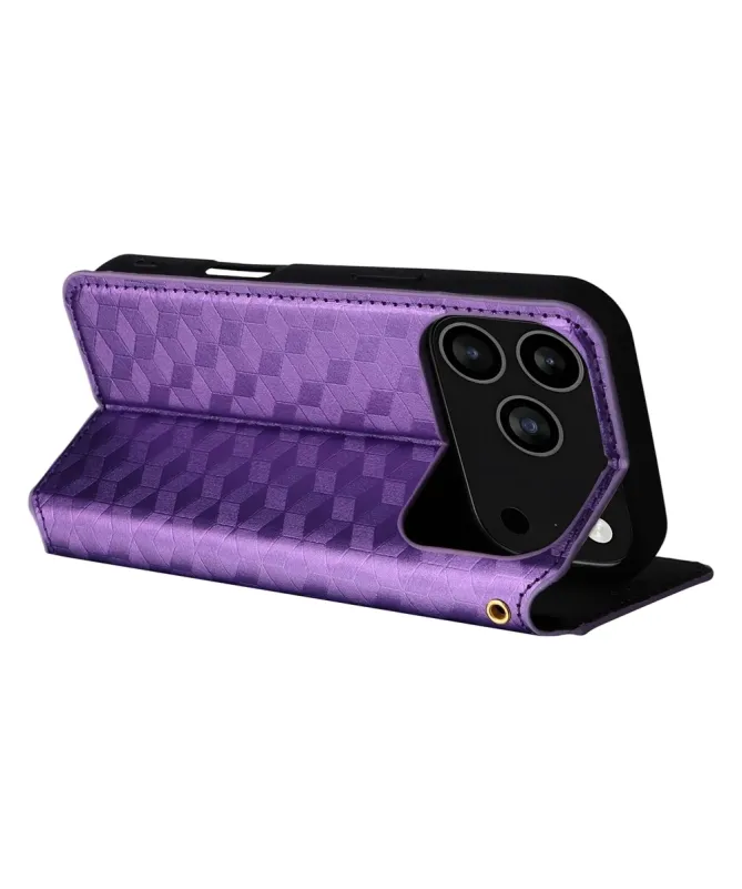 Housse Portefeuille iPhone 17 Pro Motif Géométrique 3D