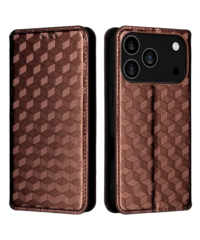 Housse Portefeuille iPhone 17 Pro Motif Géométrique 3D