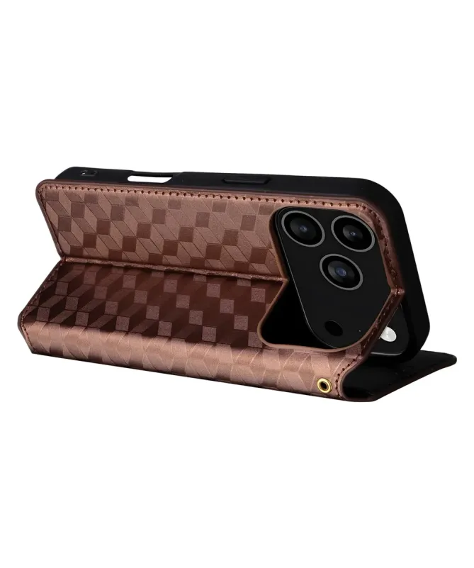 Housse Portefeuille iPhone 17 Pro Motif Géométrique 3D