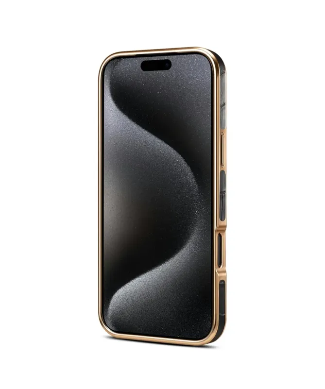 Coque iPhone 17 Pro Crocodile Luxe en Cuir Véritable Doré