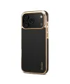 Coque iPhone 17 Pro "Prestige" en Cuir Véritable Doré