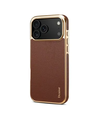 Coque iPhone 17 Pro "Prestige" en Cuir Véritable Doré Marron - photo 8