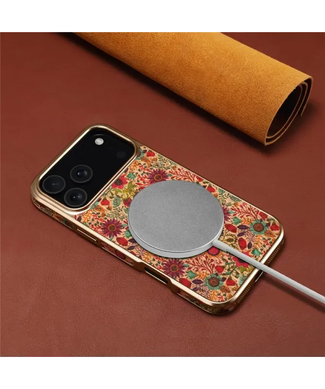 Coque iPhone 17 Pro "Fleurs d'Automne" Dorée