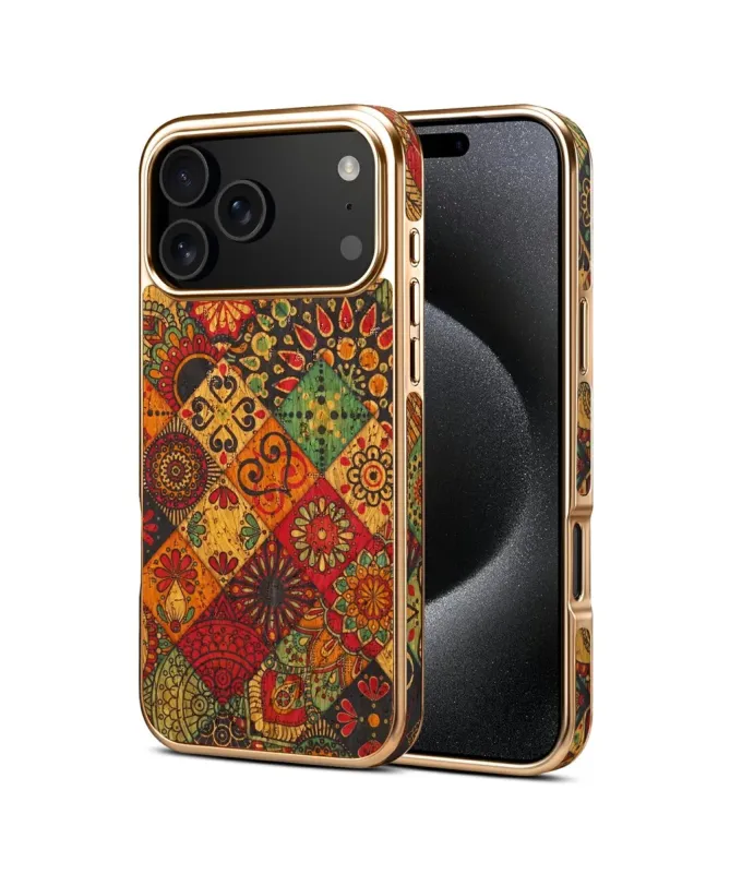 Coque iPhone 17 Pro "Mosaïque Bohème" Dorée