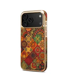 Coque iPhone 17 Pro "Mosaïque Bohème" Dorée