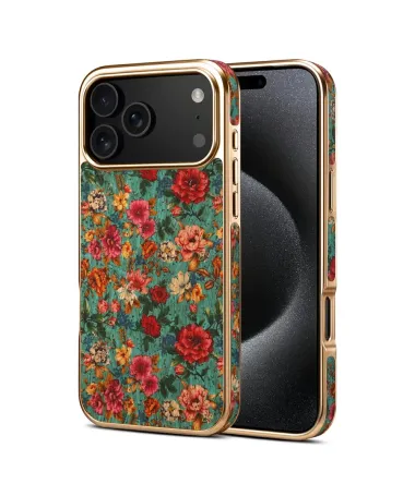 Coque iPhone 17 Pro "Tapisserie Florale" Dorée