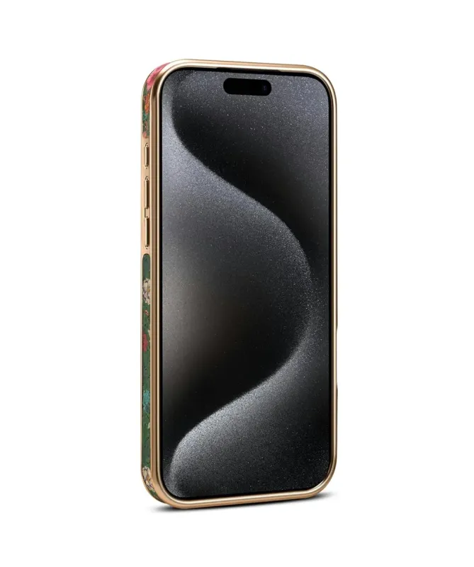 Coque iPhone 17 Pro "Jardin Anglais" avec Anneau-Support Doré