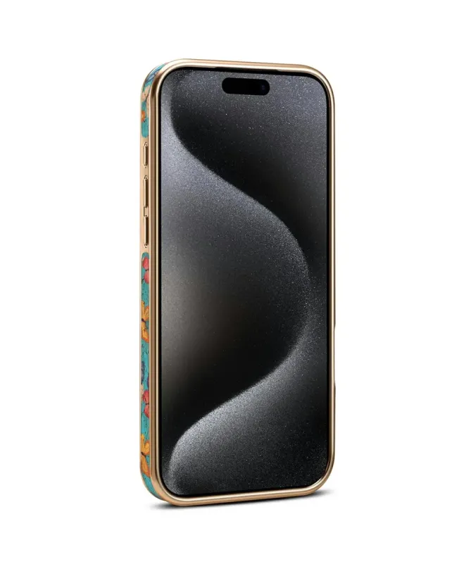 Coque iPhone 17 Pro "Papillons" avec Anneau-Support Doré