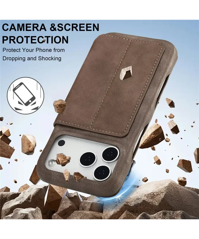 Coque iPhone 17 Pro LC.IMEEKE avec rabat simili cuir