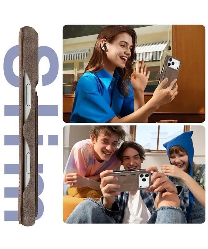 Coque iPhone 17 Pro LC.IMEEKE avec rabat simili cuir