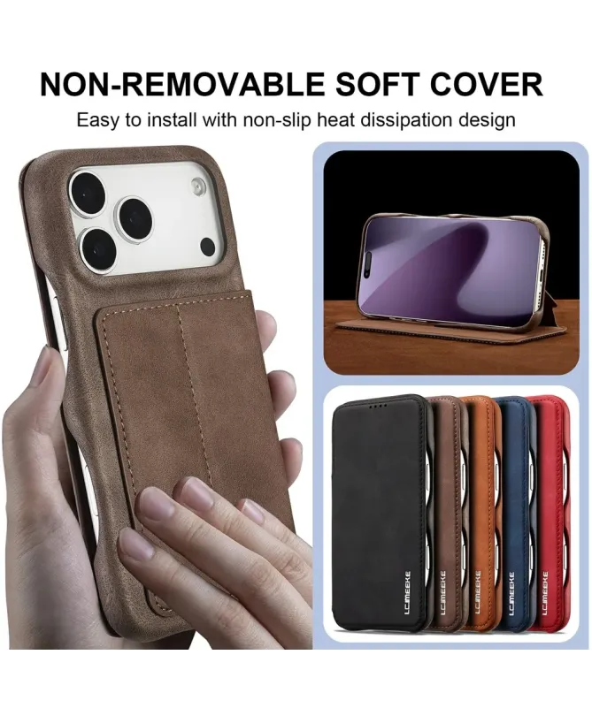 Coque iPhone 17 Pro LC.IMEEKE avec rabat simili cuir