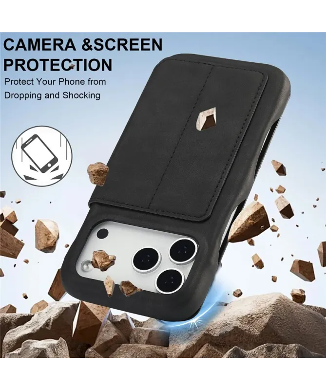 Coque iPhone 17 Pro LC.IMEEKE avec rabat simili cuir