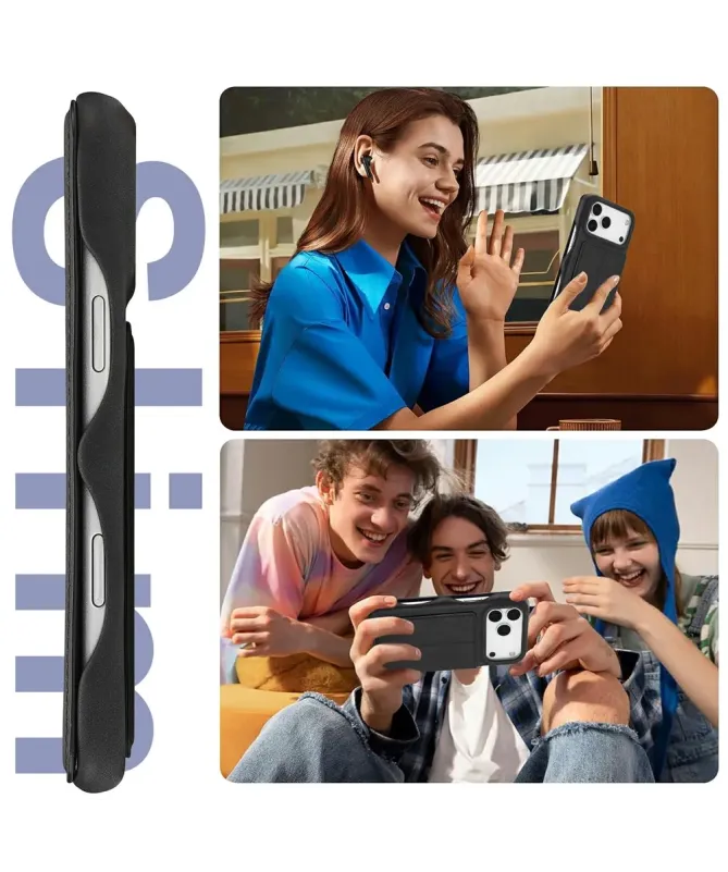 Coque iPhone 17 Pro LC.IMEEKE avec rabat simili cuir