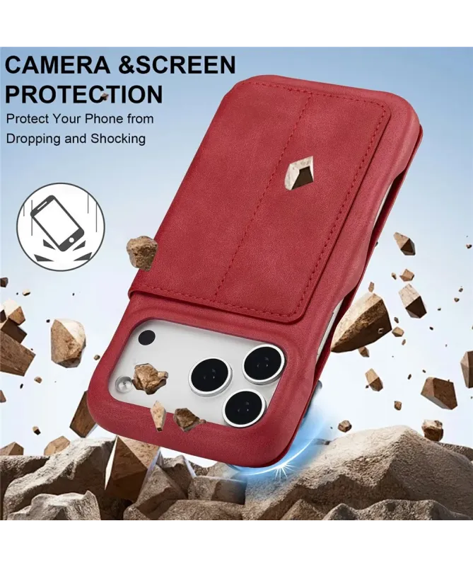 Coque iPhone 17 Pro LC.IMEEKE avec rabat simili cuir