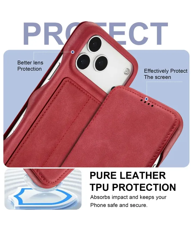 Coque iPhone 17 Pro LC.IMEEKE avec rabat simili cuir