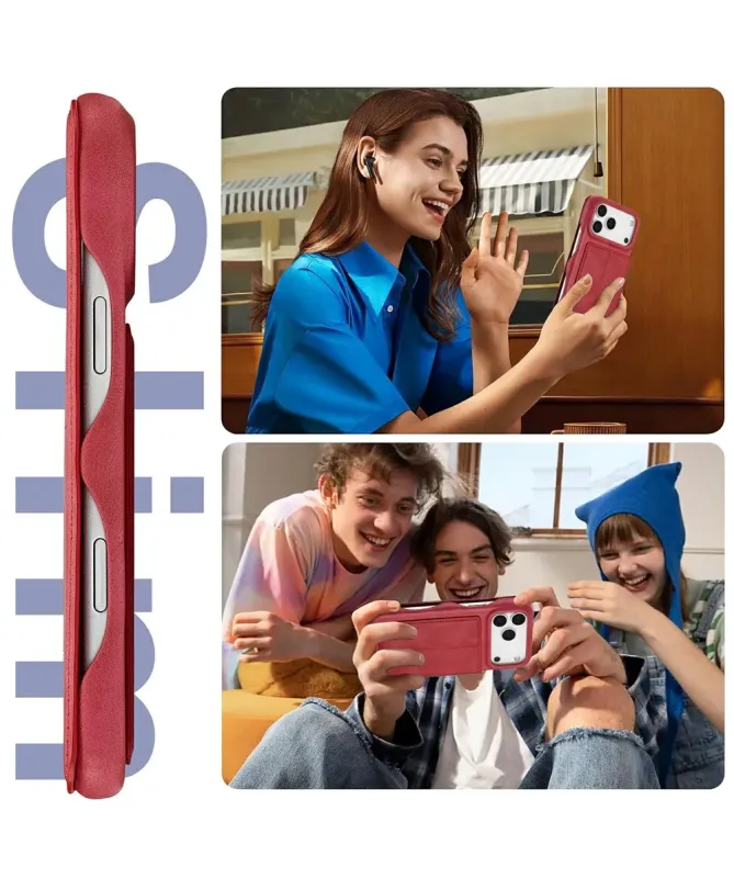 Coque iPhone 17 Pro LC.IMEEKE avec rabat simili cuir