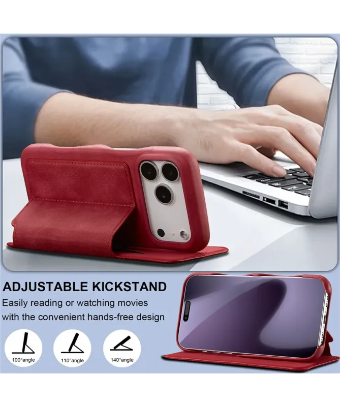 Coque iPhone 17 Pro LC.IMEEKE avec rabat simili cuir