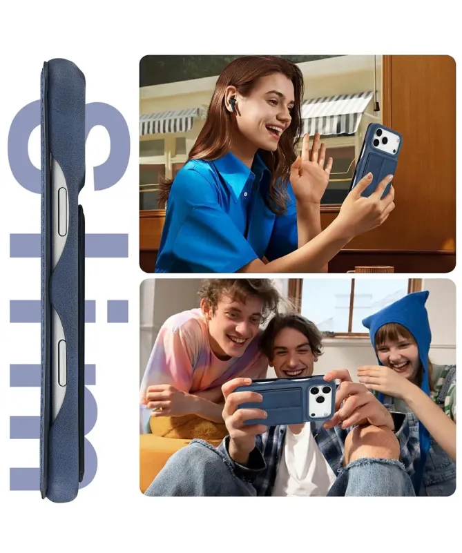 Coque iPhone 17 Pro LC.IMEEKE avec rabat simili cuir