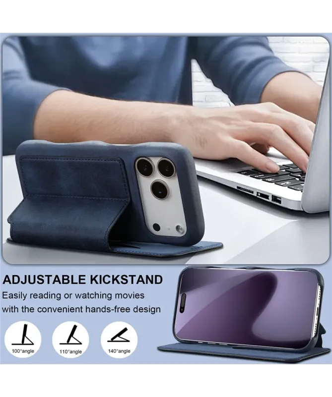 Coque iPhone 17 Pro LC.IMEEKE avec rabat simili cuir