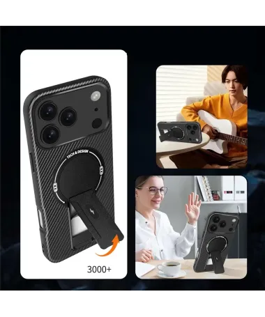 Coque iPhone 17 Pro Fibre de Carbone avec Support MagSafe