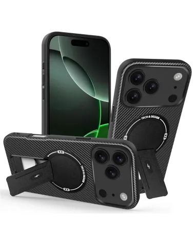 Coque iPhone 17 Pro Fibre de Carbone avec Support MagSafe