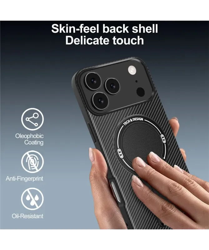 Coque iPhone 17 Pro Fibre de Carbone avec Support MagSafe