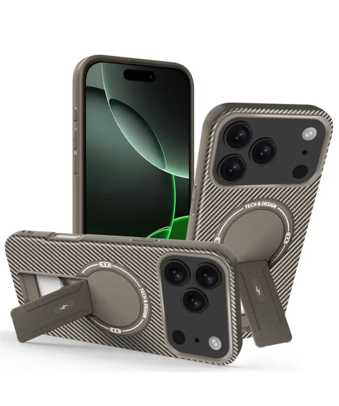 Coque iPhone 17 Pro Fibre de Carbone avec Support MagSafe