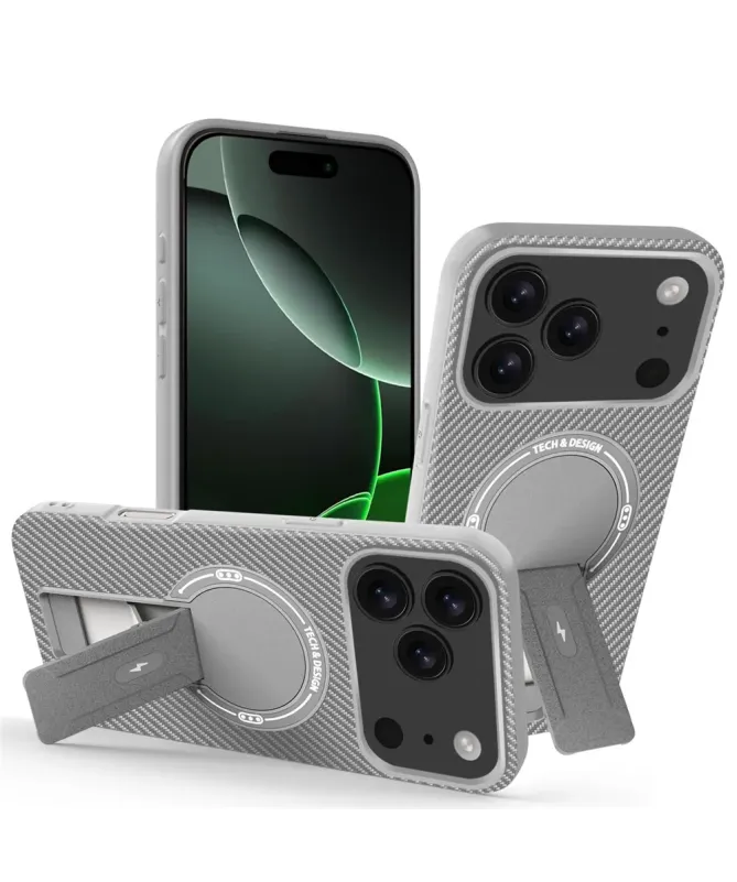 Coque iPhone 17 Pro Fibre de Carbone avec Support MagSafe