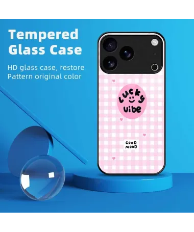 Coque iPhone 17 Pro "Lucky Vibe" Vichy Rose