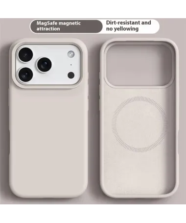 Coque iPhone 17 Pro Compatible MagSafe en Silicone Liquide | V1 Beige Clair - photo 2
